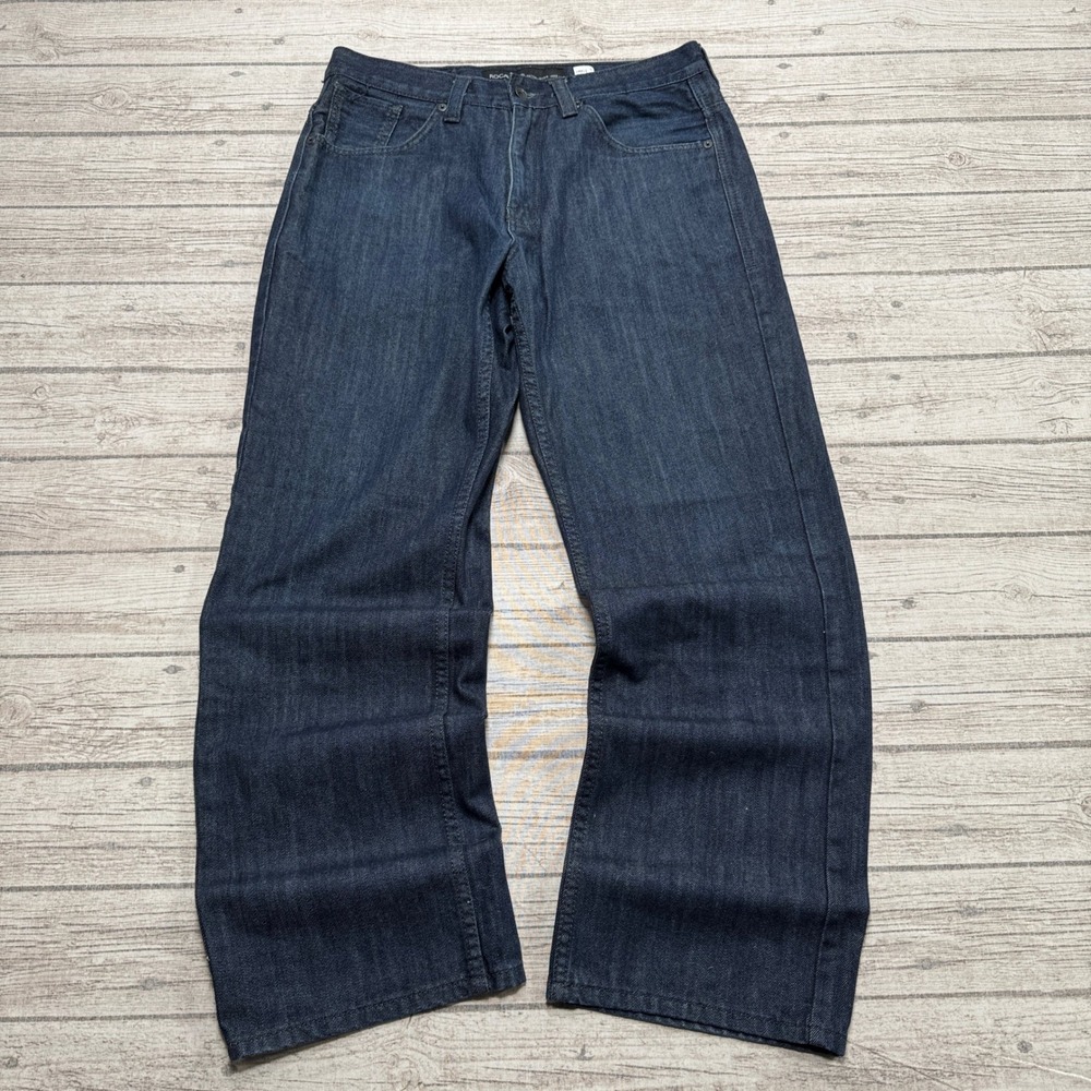 Rocawear Jeans Men's 34 Dark Indigo Wash Denim Wide Leg Baggy Streetwear Skater